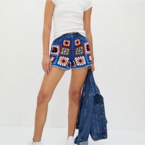 NWT Farm Rio Cottagecore Knit Crochet Blue Jean's 27 - Picture 2 of 8